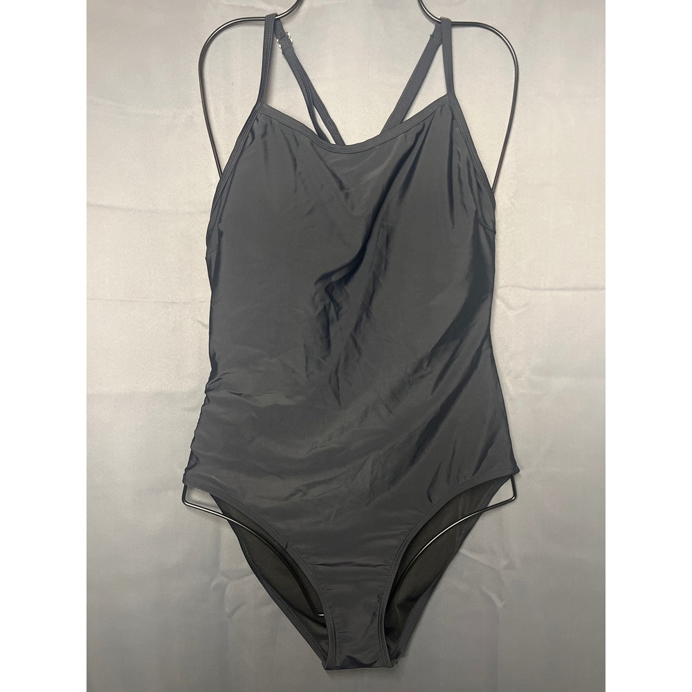 Tempt Me Womens Black One Piece Swimsuit High Neck Racerback Cutout Size Large